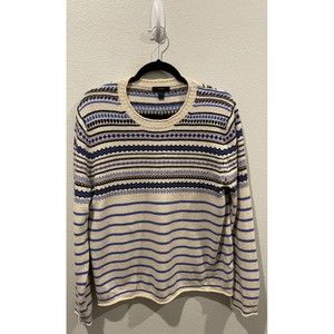 J.CREW Fair Isle Nordic Blue Black Wool Sweater